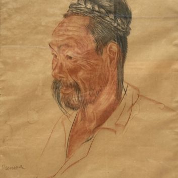 Alexandre Evgenevich IACOVLEFF (1887 - 1938), Portrait of a Mongol (1919), Sanguine and charcoal on paper