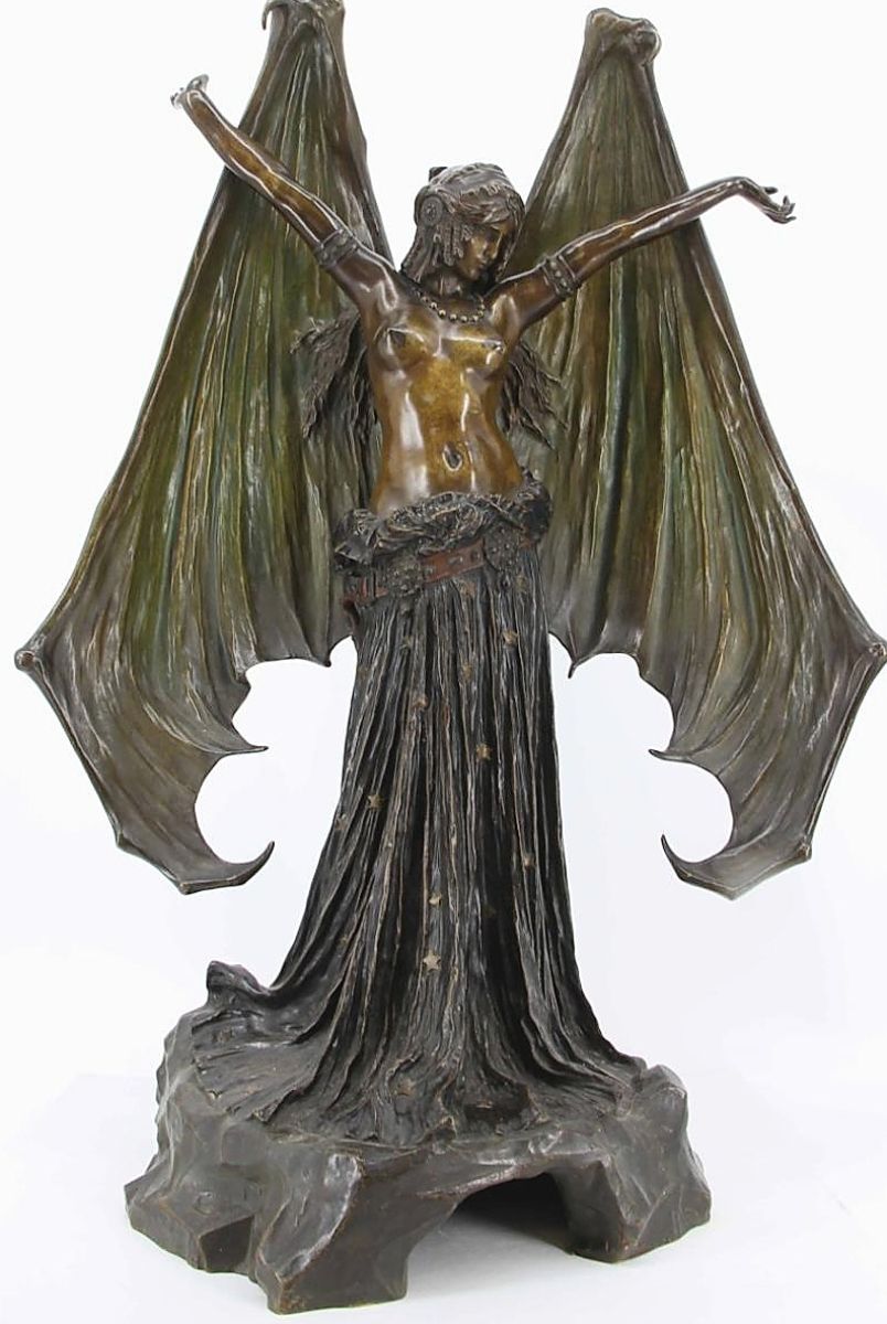 Agathon Léonard, The bat: Sculpture in patinated bronze