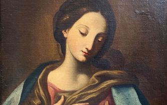 Oil on canvas depicting a Madonna