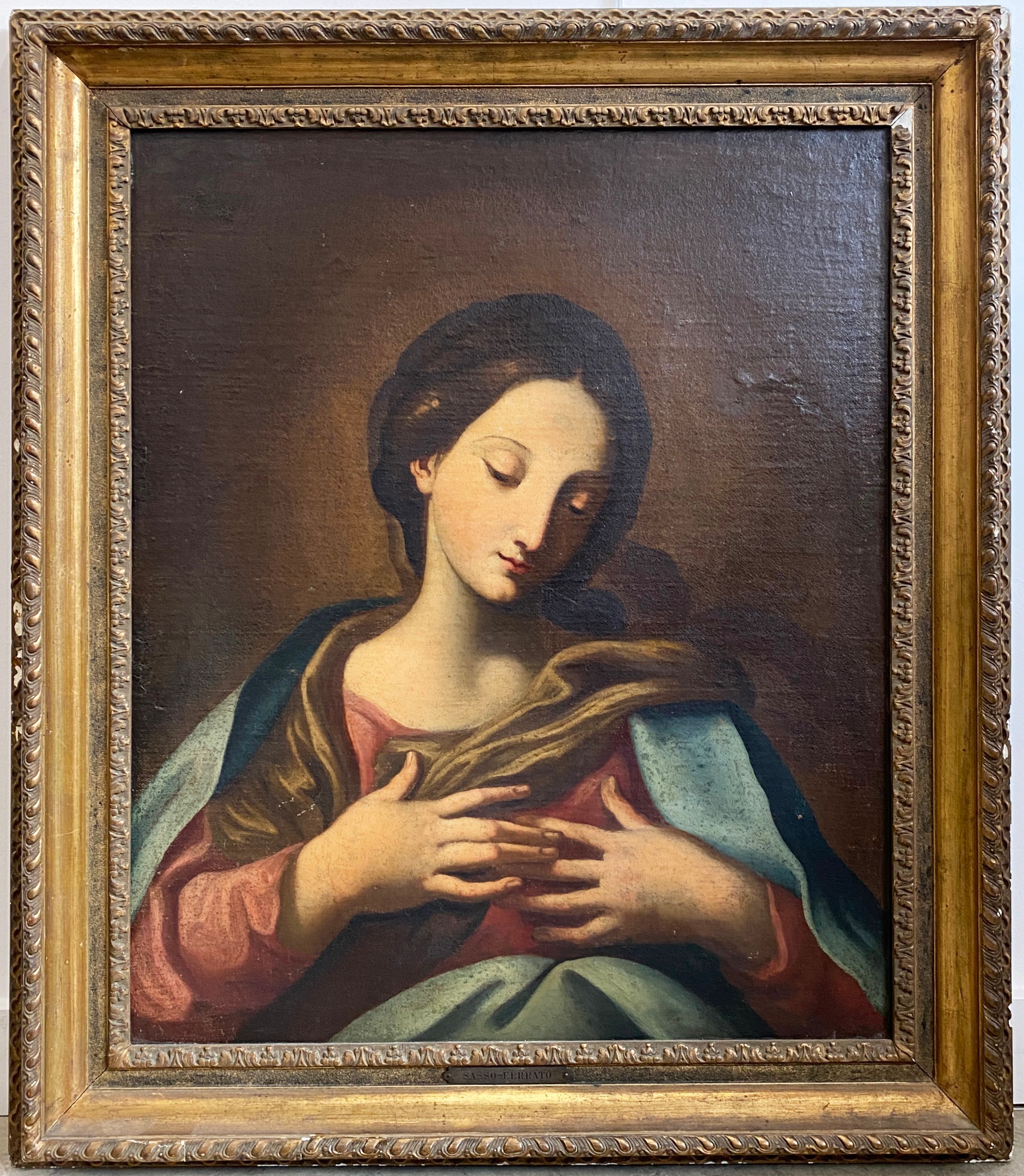 Oil on canvas depicting a Madonna