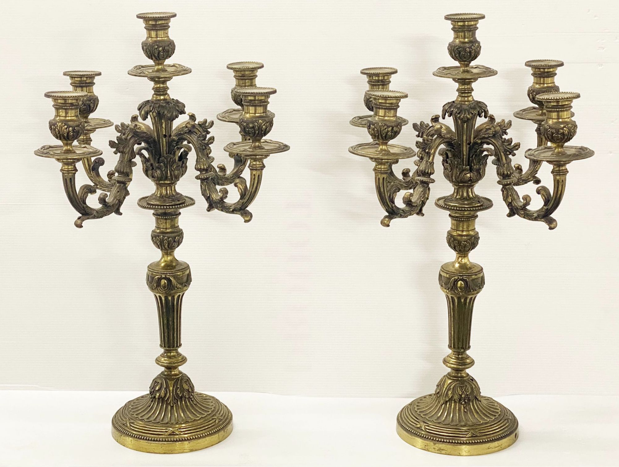 Chased gilt bronze candelabras