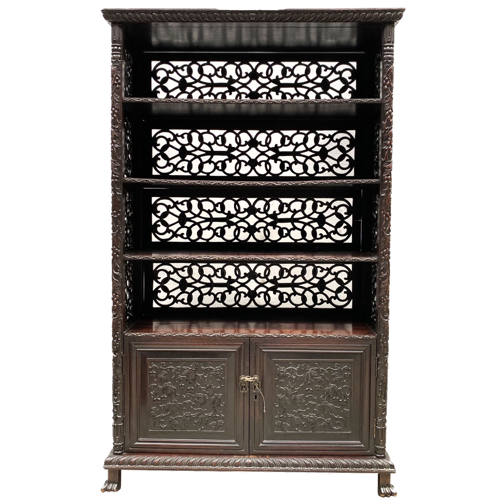 China (early 20th century), richly carved openwork bookcase