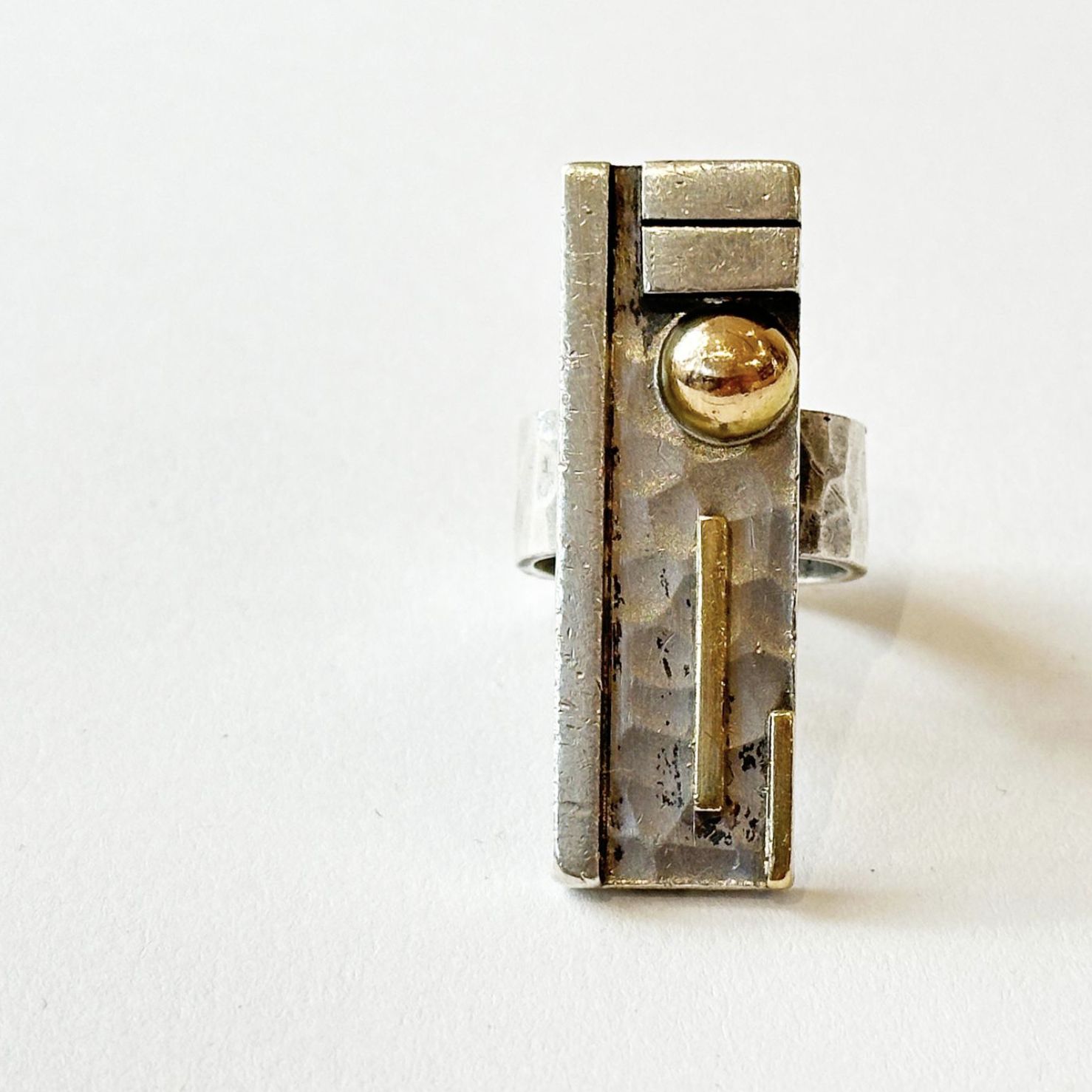 Jean Despres, bague en argent martelé
