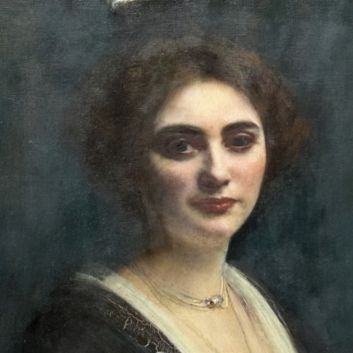 Pascal DAGNAN-BOUVERET (Paris 1852-1929 Quincey) Portrait of a young woman with a rose in her bodice, Oil on canvas