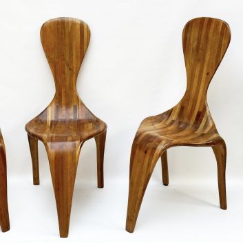 Lucien BURQUIER (1943) known as POLYTE SOLET Suite of six chairs, circa 2001