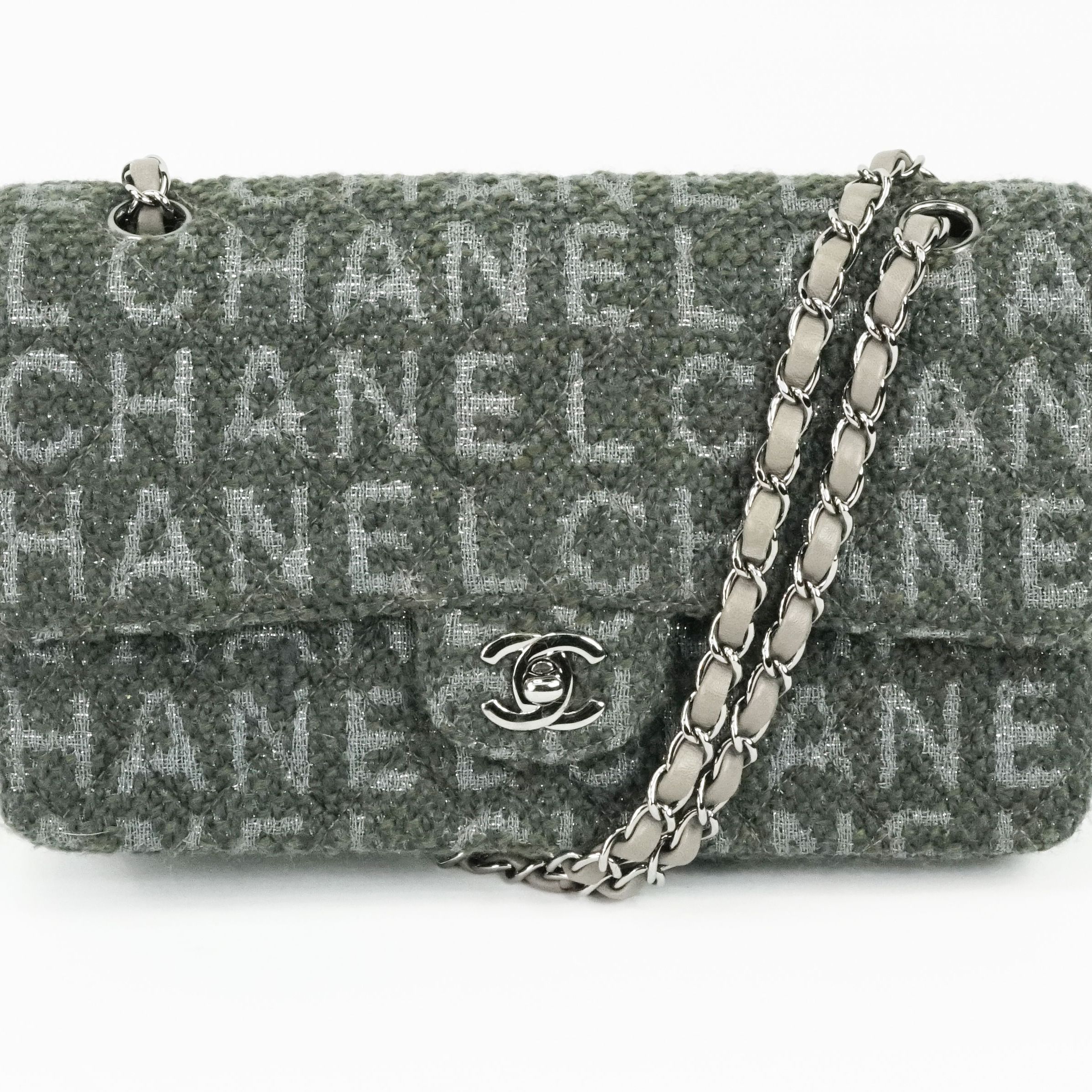 Timeless tweed with "Chanel" logo