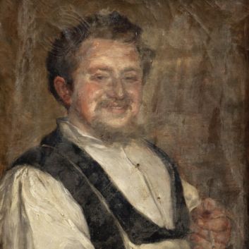 Émile FRIANT (Dieuze 1863-1932 Paris) Bust portrait of a smiling smoker, oil on canvas