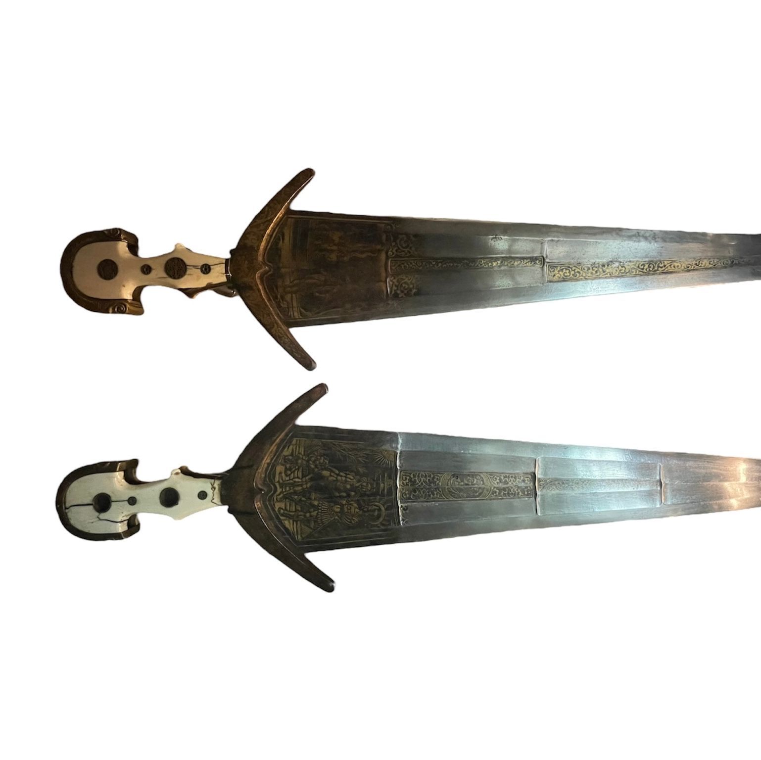 Two Renaissance-era cinquedea swords