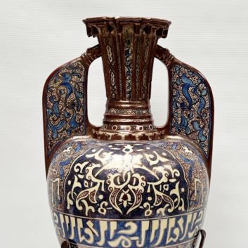 In the style of Théodore DECK (1823-1891) Amphora vase "aux gazelles