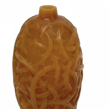 René LALIQUE (1860 - 1945) "Ronces" vase, model created in 1921. Blown-molded amber glass proof