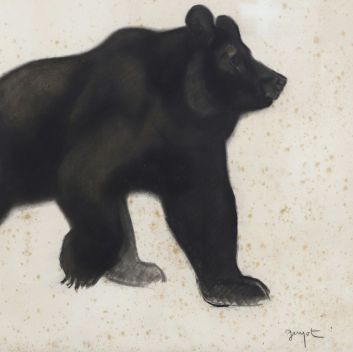 Georges Lucien GUYOT (1885-1972), Black bear walking, Charcoal on paper