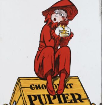 CHOCOLAT PUPIER, The best French chocolate, Polychrome enamelled plate