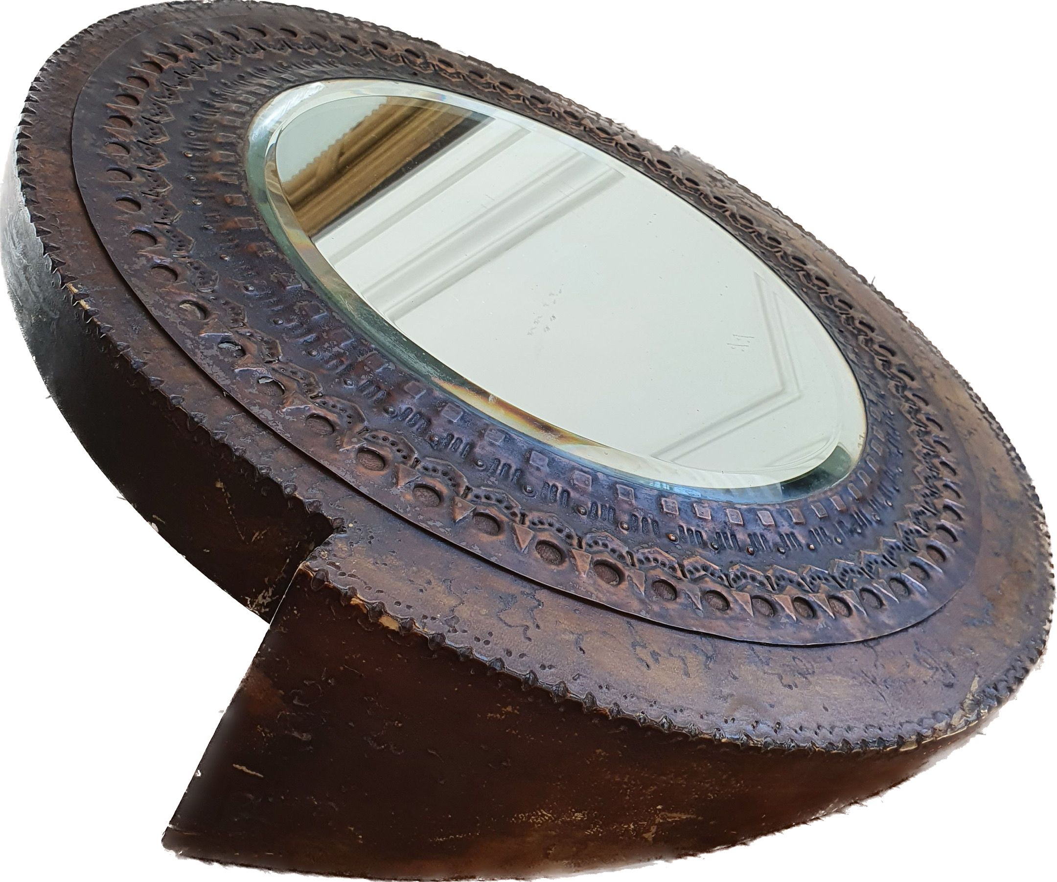 Carlo Bugatti, carved wood mirror