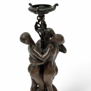 D'après Antoine Louis BARYE (1796-1875) Les trois Grâces Épreuve en bronze à patine brune formant pied de lampe