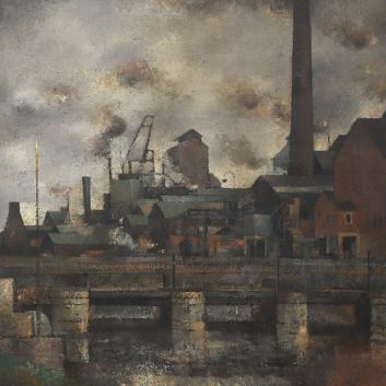 Pierre HODÉ (1889-1942) "Étude pour l'Usine" Oil on canvas