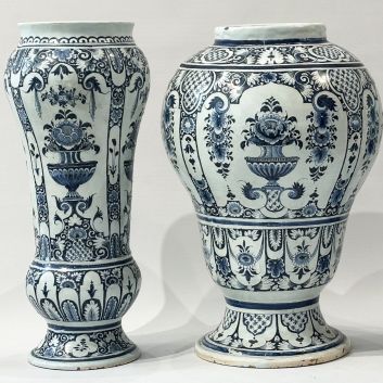 Attributed to ROUEN, 18th century Blue and white earthenware mantelpiece