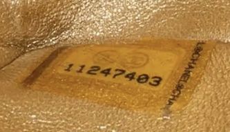 Example of a serial number in the corner of the bag