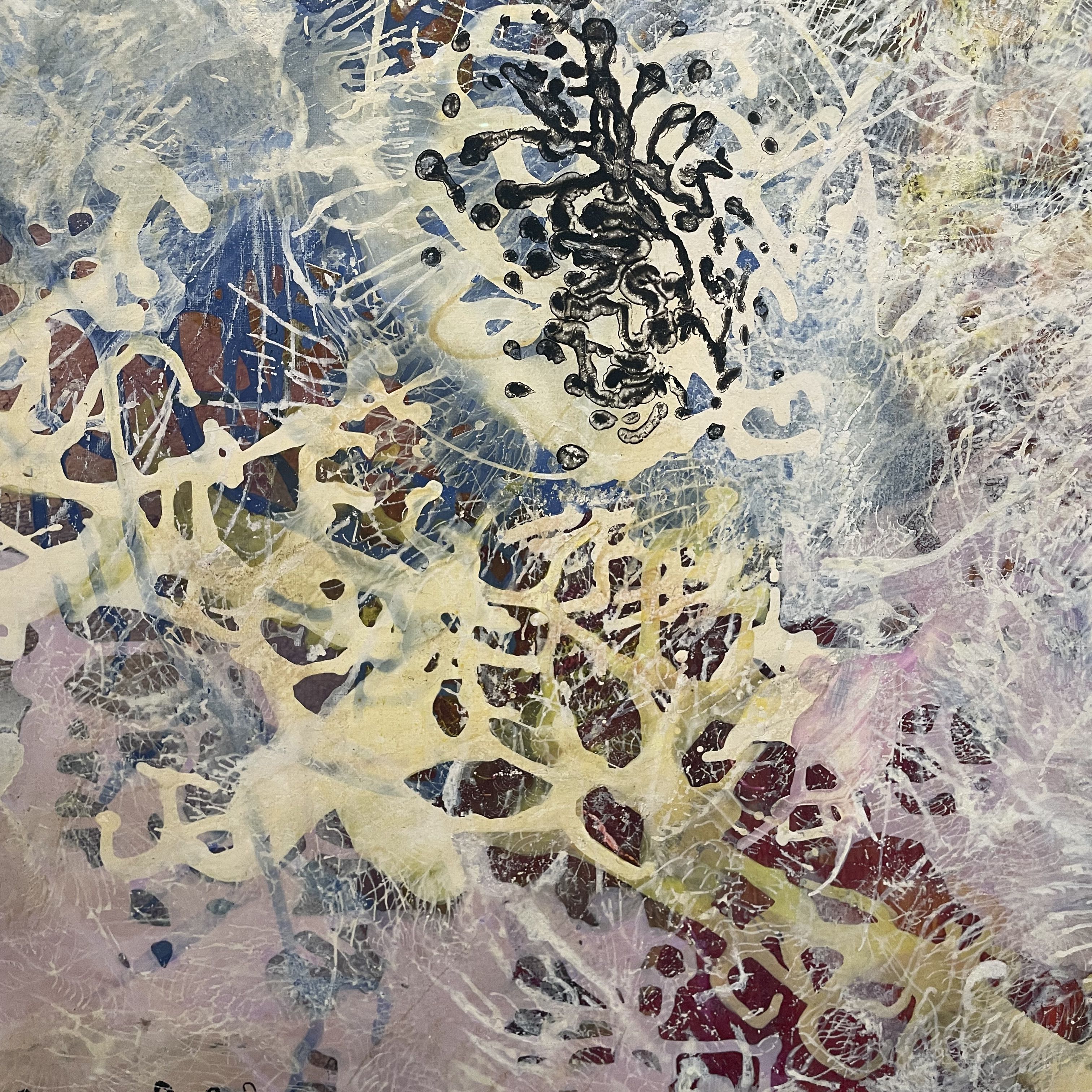 Janet Sobel, peinture et techniques mixtes sur toile