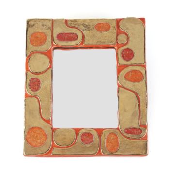 MITHÉ ESPELT (1923-2020). Ouvéa" orange-red glazed ceramic mirror