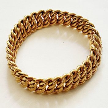 Bracelet in yellow gold (750) with American links Clip clasp with two safety latches