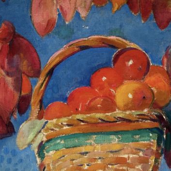 Jean VANDEN EECKHOUDT (1875-1946), Basket of persimmons, Oil on canvas