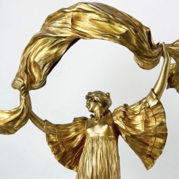 Agathon LEONARD (1841-1923), Dancer with scarf, bronze lamp, ed. Susse frères