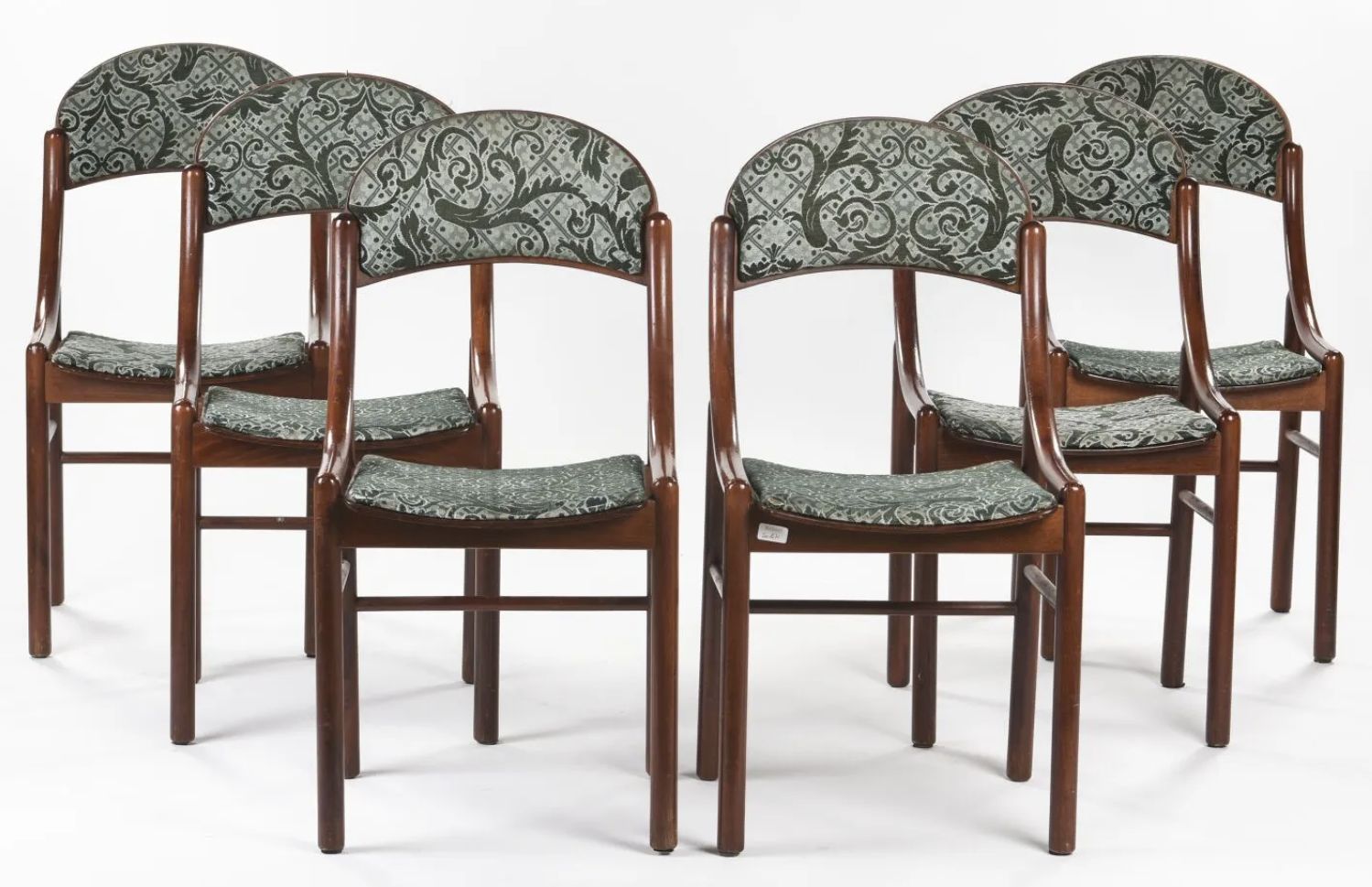 Baumann, suite of six chairs in wood and floral motifs