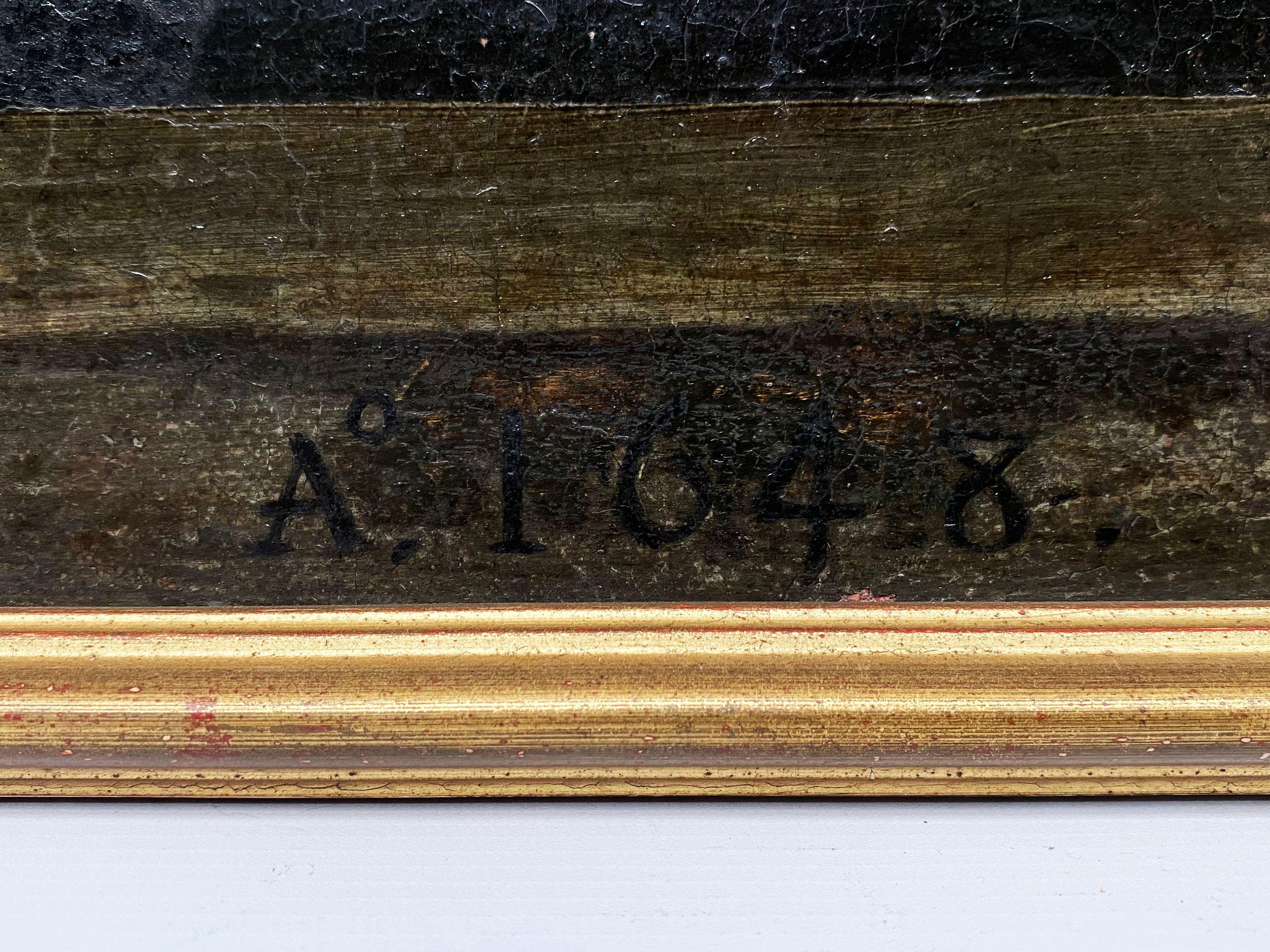 Example of an inscription visible on an old painting