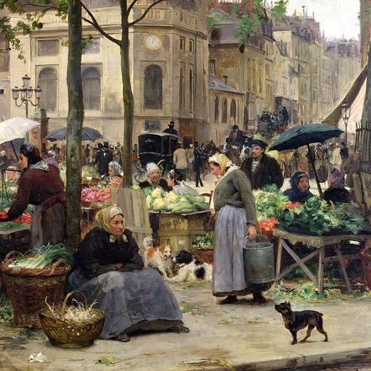 Victor Gabriel Gilbert, Marché aux légumes - Oil on canvas