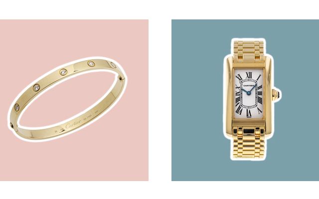 Love de Cartier gold bracelet and gold watch