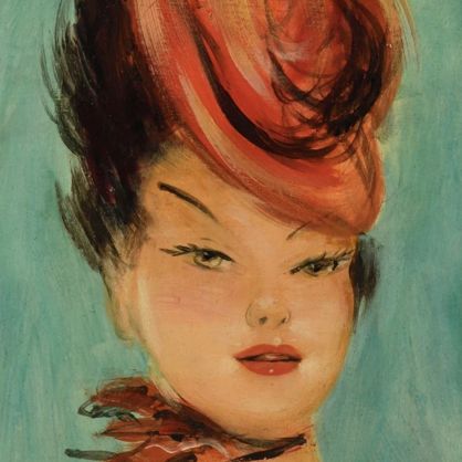 Domergue, portrait, oil on canvas