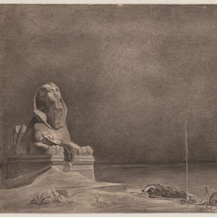 Merson, drawing, Resting during the Flight to Egypt