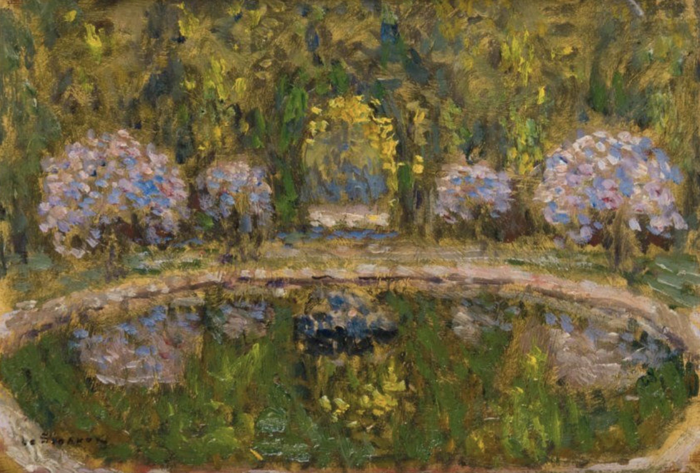 Henri Le Sidaner, oil on panel depicting the Trianon gardens