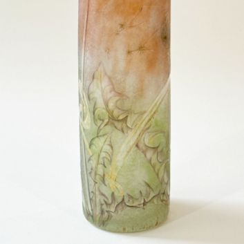 DAUM - NANCY, Tubular vase with three-lobed hot-modelled neck