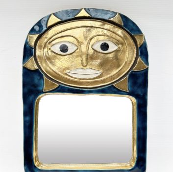 Mithé ESPELT (1923-2020) Glazed ceramic mirror, "Soleil" model