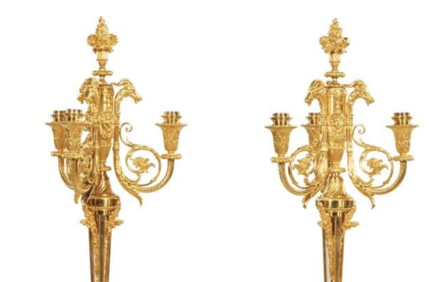 Ferdinand Barberienne, pair of gilt bronze candelabra