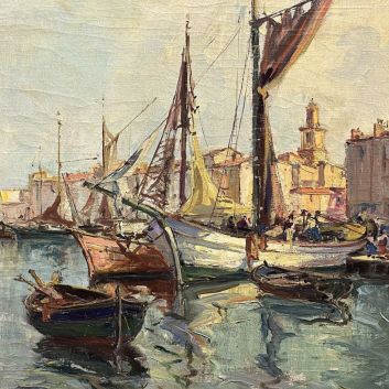Georges LAPCHINE (1885-1951) The port of St Tropez Oil on canvas
