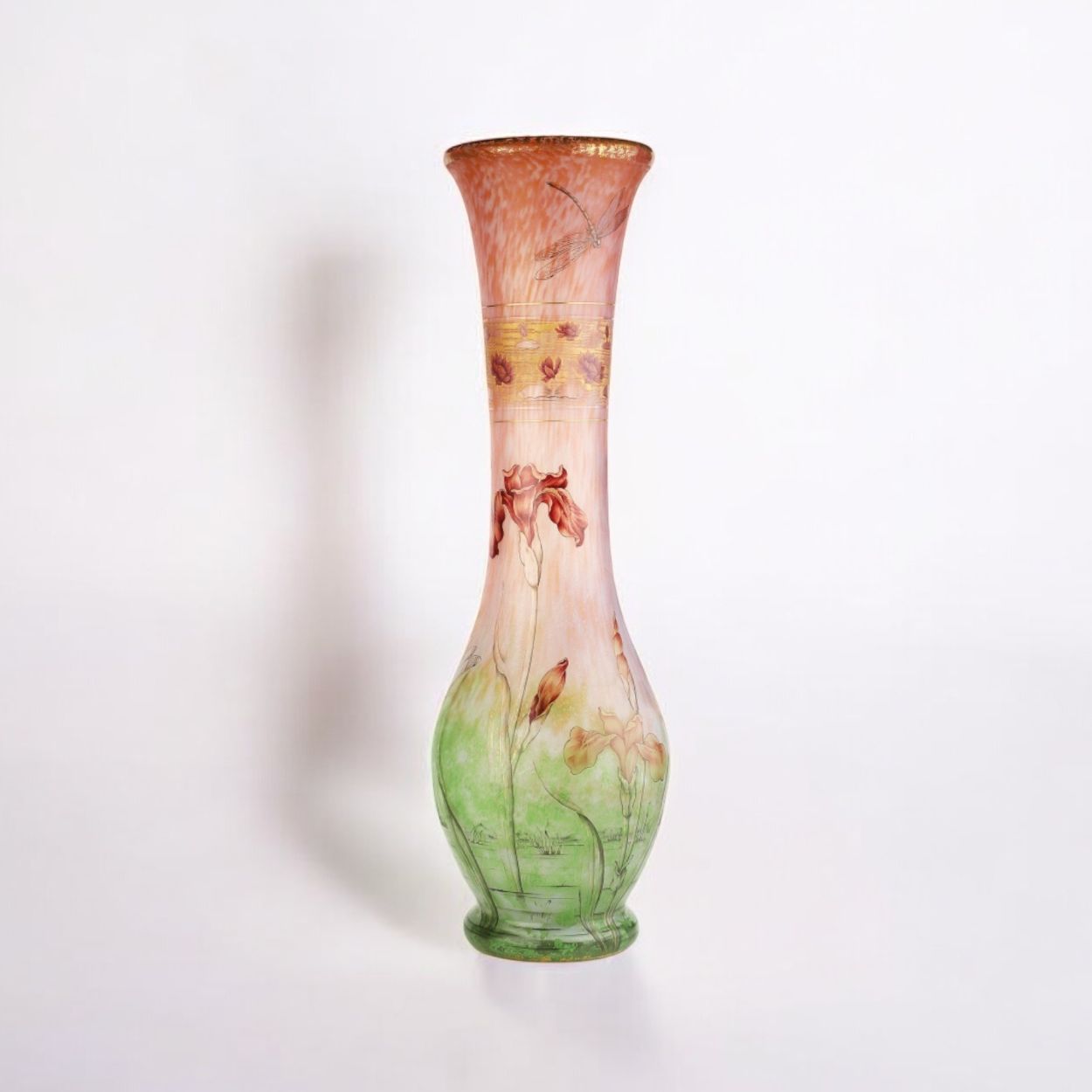 Daum, crystal vase with iris design