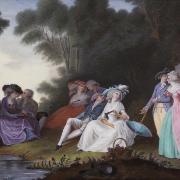 SÈVRES, Rectangular hard porcelain plate with polychrome decoration, 1792