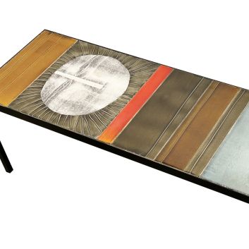 Roger CAPRON (1922-2006) Soleil rectangular coffee table, circa 1965