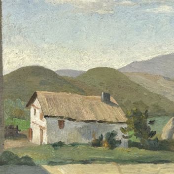 Ramiro ARRUE (1892-1971,) Landscape in front of the Rhune, Oil on panel