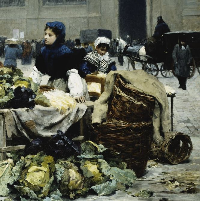 Victor Gabriel Gilbert, Marché aux légumes - Oil on canvas