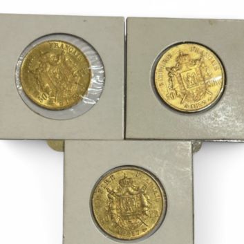Set of 3 50 Franc gold coins (900)