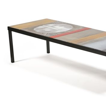 Roger CAPRON (1922-2006) Soleil rectangular coffee table, circa 1965