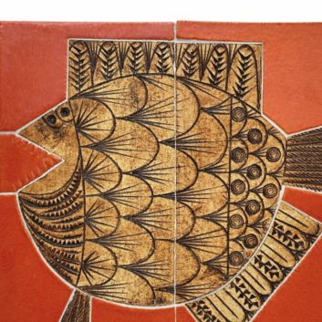 Roger CAPRON (1922-2006) Panneau décoratif mural modèle Minimuro, 1973, à décor d’un poisson