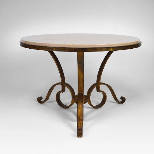 Raymond Subes, table in wrought iron and wood