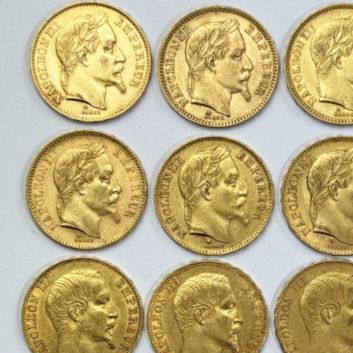 Set of 16 gold 20 franc coins