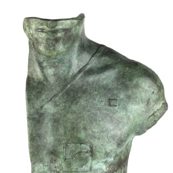 Igor MITORAJ (1944-2014), Bust of Asclepius, Green patina bronze sculpture