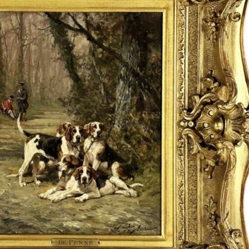 Olivier Charles DE PENNE (1831-1897) The pack Oil on panel