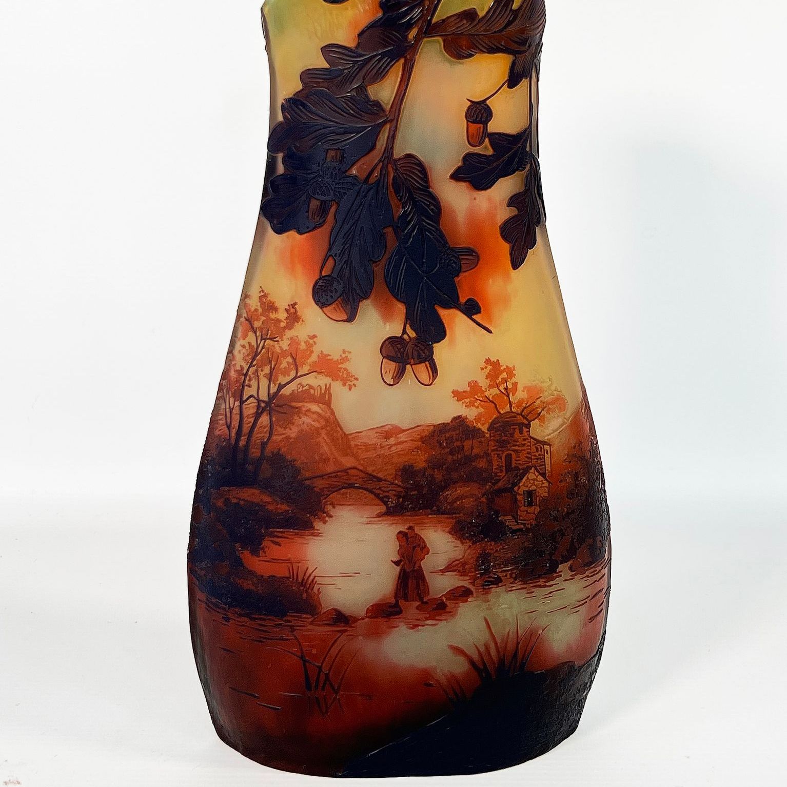 Gallé, acid-decorated pâte de verre vase